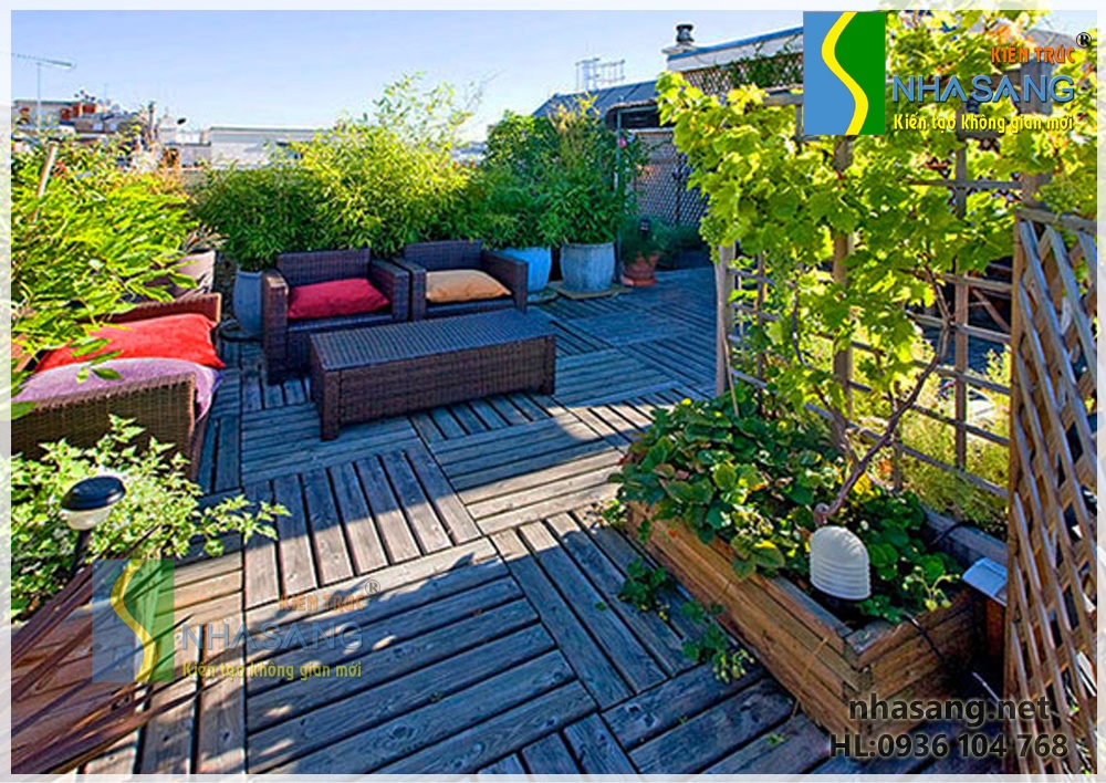 bàn trà trên sân thượng